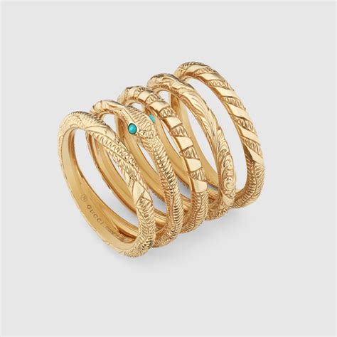 gucci ouroboros multi finger ring|Gucci Yellow Gold Turquoise Ouroboros Three.